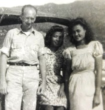 Dr. Casimir Sheft and Josephine Blanco, far right, Saipan, circa 1946. It was Josephine's childhood memory of seeing Amelia Earhart's arrival at Tanapag Harbor as told to Sheft when she worked for the Navy dentist on Saipan that ignited the true modern search for Amelia Earhart. 