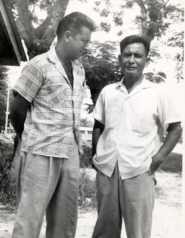 Fred Goerner with witness Dr. Manuel Aldan on Saipan, June 1960. (Courtesy San Francisco Library Special Collections.)