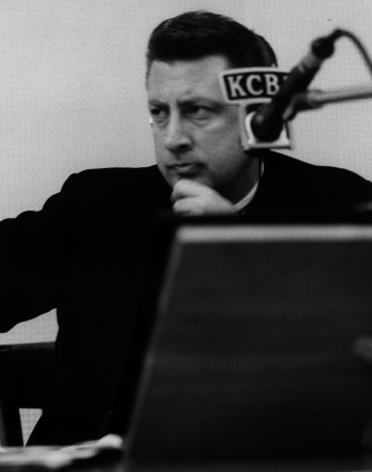 Fred Goerner, circa mid-1960s, behind the microphone at KCBS in San Francisco.